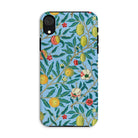 Four Fruits - William Morris Aesthetic Iphone Case, Xr / Matte, Colorful Floral Fruit Patterned Phone Case Light Blue