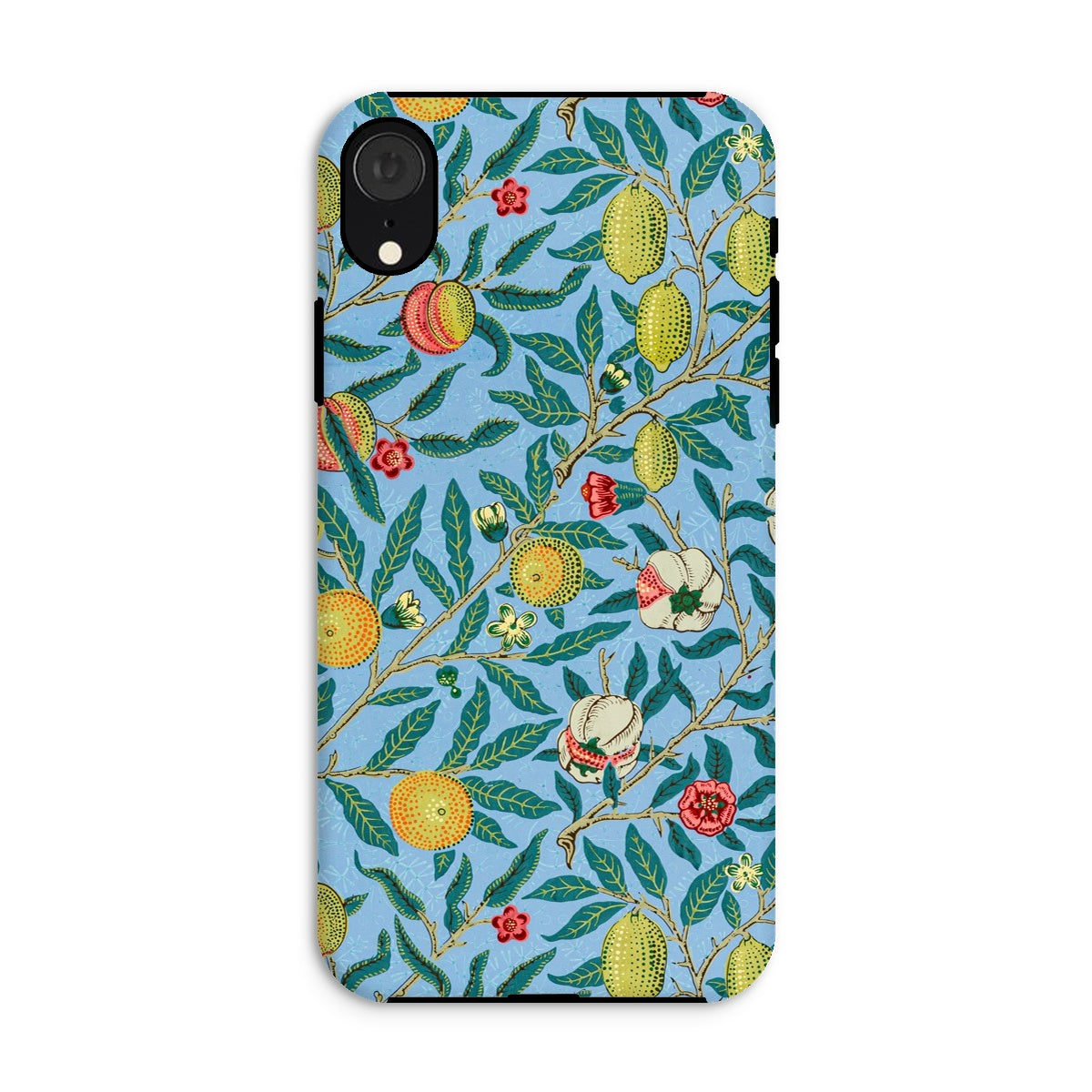 Four Fruits William Morris Aesthetic Iphone Case, Xr / Matte, Colorful Floral Fruit Patterned Phone Case Light Blue
