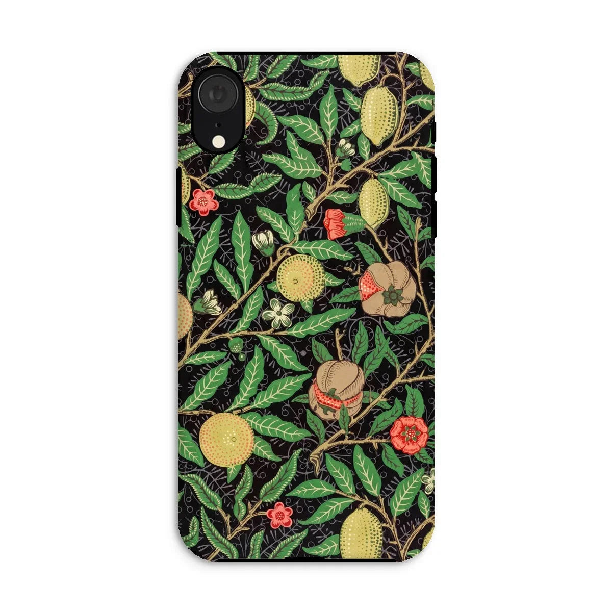 Four Fruits too - William Morris Aesthetic Iphone Case, Xr / Matte, Smartphone Case Botanical Print Green Leaves Yellow Fruits