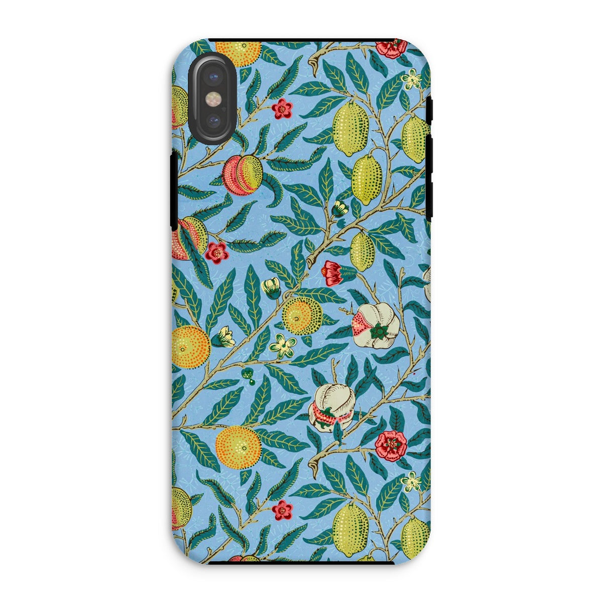 Four Fruits William Morris Aesthetic Iphone Case, Xs / Matte, Floral Patterned Phone Case Colorful Fruits Leaves Light