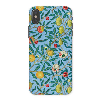 Four Fruits - William Morris Aesthetic Phone Case Iphone x / Matte Colorful Floral Fruit Patterned Phone Case Light Blue William Morris