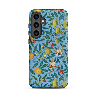 Four Fruits - William Morris Aesthetic Phone Case Samsung Galaxy S24 Plus / Matte Vibrant Blue Phone Case Adorned Detailed Botanical