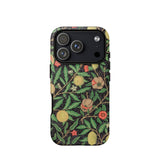 Four Fruits too - William Morris Aesthetic Phone Case Iphone 17 Pro / Matte Black Floral Iphone Case Green Leaves Red Flowers William