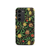 Four Fruits too - William Morris Aesthetic Phone Case Samsung Galaxy S23 / Matte Phone Case Detailed Botanical Design Green Leaves Yellow