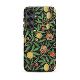 Four Fruits too - William Morris Aesthetic Phone Case Samsung Galaxy S25 Plus / Matte Black Phone Case Adorned Detailed Botanical