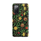Four Fruits too William Morris Aesthetic Samsung Case, Galaxy S20 Fe / Matte, Black Smartphone Case Vibrant Botanical Pattern Lemons