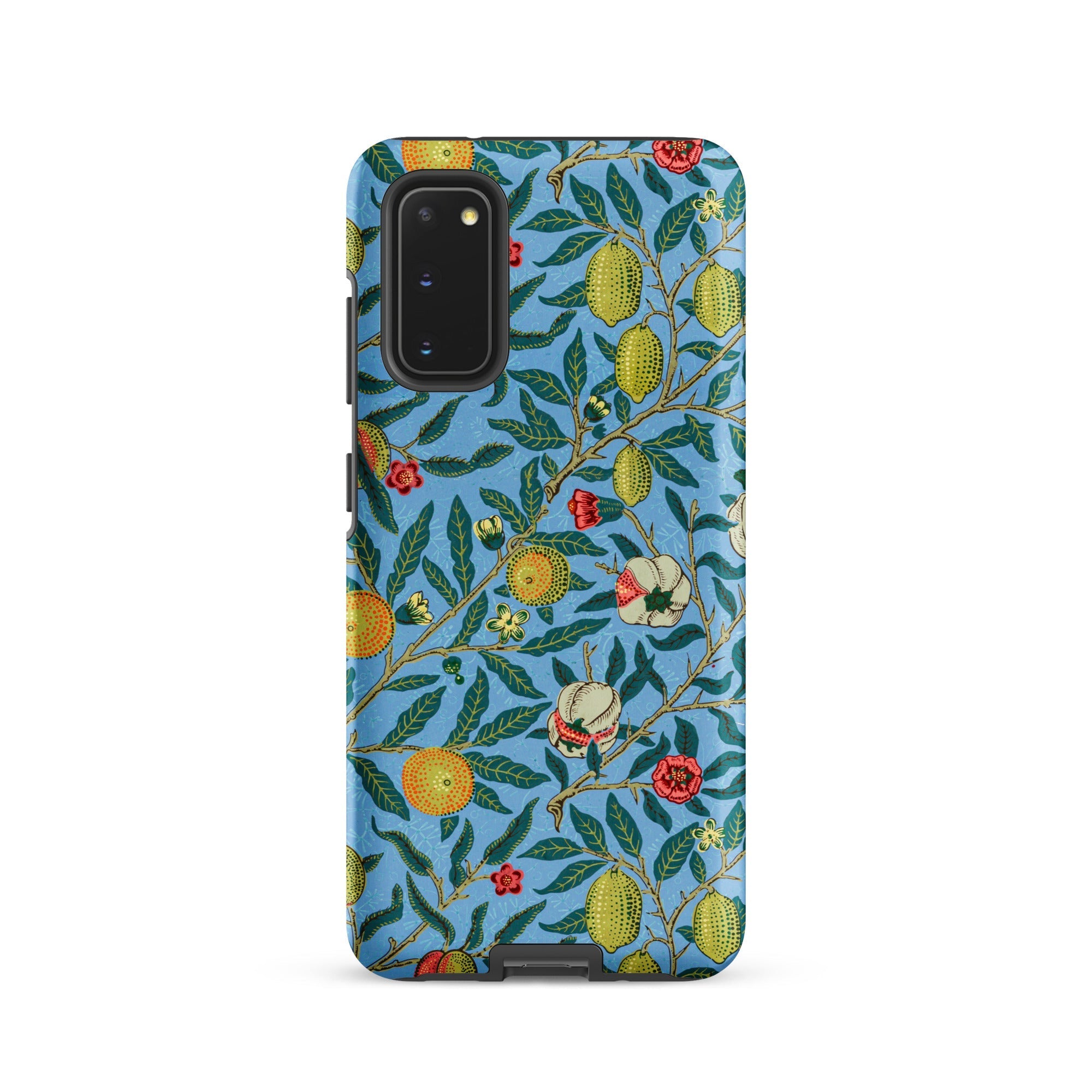 Four Fruits William Morris Aesthetic Samsung Case, Galaxy S20 / Matte, Light Blue Phone Case Vibrant Botanical Pattern Lemons