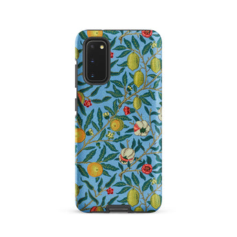 Four Fruits - William Morris Aesthetic Samsung Case, Galaxy S20 / Matte, Light Blue Phone Case Vibrant Botanical Pattern Lemons