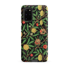 Four Fruits too William Morris Aesthetic Samsung Case, Galaxy S20 Plus / Matte, Black Smartphone Case Vibrant Botanical Pattern Leaves