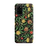 Four Fruits too - William Morris Aesthetic Samsung Case, Galaxy S20 Plus / Matte, Black Smartphone Case Vibrant Botanical Pattern Leaves