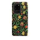 Four Fruits too William Morris Aesthetic Samsung Case, Galaxy S20 Ultra / Matte, Black Smartphone Case Adorned Vibrant Floral Fruit Pattern