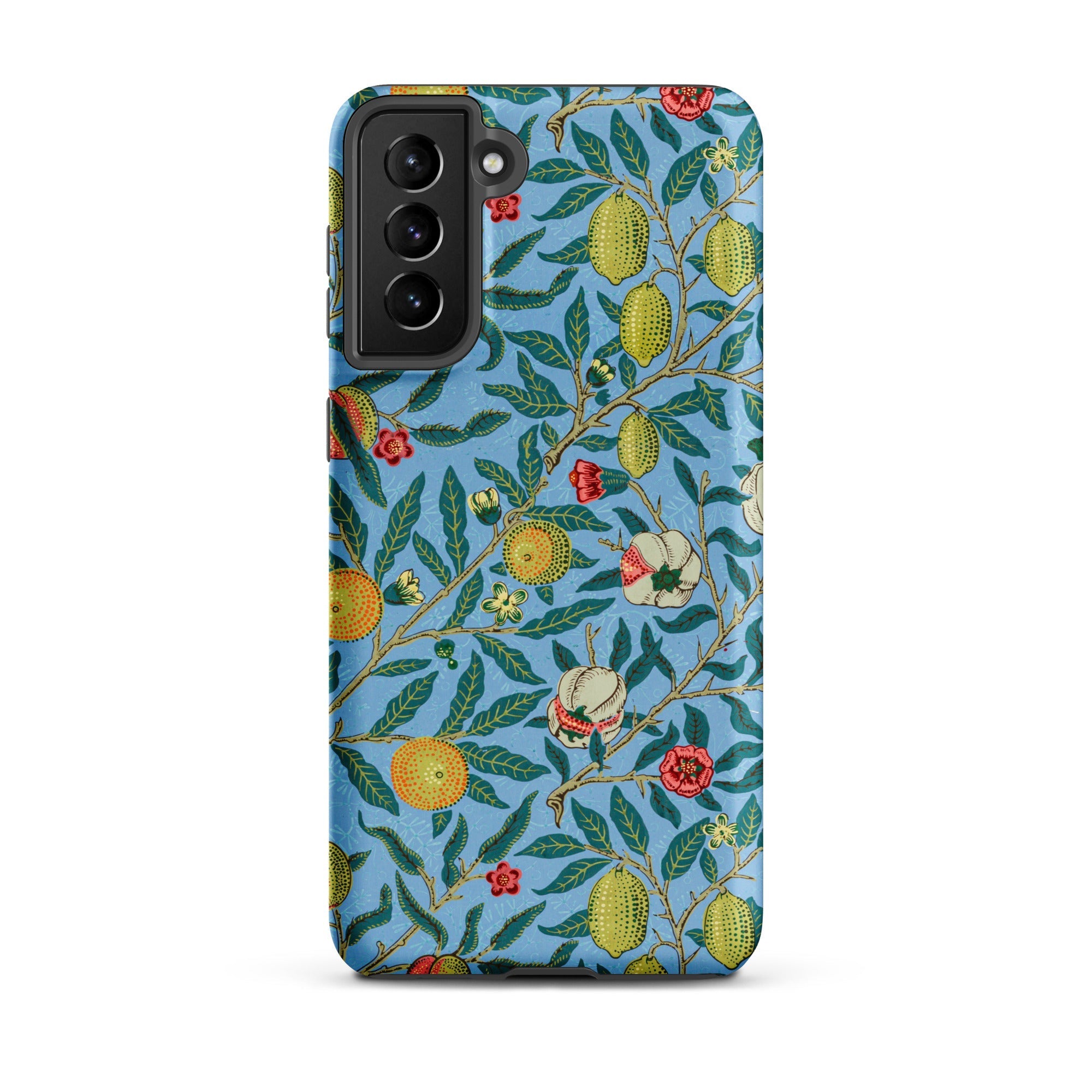 Four Fruits William Morris Aesthetic Samsung Case, Galaxy S21 Plus / Matte, Phone Case Blue Background Botanical Pattern Lemons Oranges