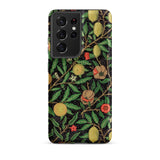 Four Fruits too - William Morris Aesthetic Samsung Case, Galaxy S21 Ultra / Matte, Smartphone Case Dark Background Vibrant Pattern Lemons