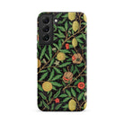 Four Fruits too William Morris Aesthetic Samsung Case, Galaxy S22 Plus / Matte, Black Phone Case Vibrant Botanical Pattern Leaves Yellow