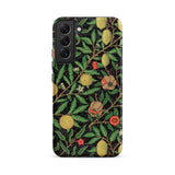 Four Fruits too - William Morris Aesthetic Samsung Case, Galaxy S22 Plus / Matte, Black Phone Case Vibrant Botanical Pattern Leaves Yellow