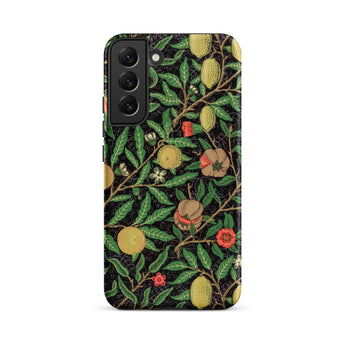 Four Fruits too - William Morris Aesthetic Samsung Case, Galaxy S22 Plus / Matte, Black Phone Case Vibrant Botanical Pattern Leaves Yellow