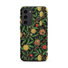 Four Fruits too William Morris Aesthetic Samsung Case, Galaxy S23 Plus / Matte, Black Smartphone Case Vibrant Botanical Pattern Green Leaves