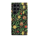 Four Fruits too William Morris Aesthetic Samsung Case, Galaxy S23 Ultra / Matte, Black Smartphone Case Vibrant Botanical Pattern Yellow