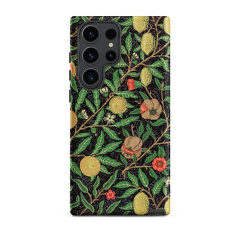 Four Fruits too - William Morris Aesthetic Samsung Case, Galaxy S23 Ultra / Matte, Black Smartphone Case Vibrant Botanical Pattern Yellow