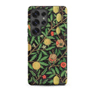 Four Fruits too William Morris Aesthetic Samsung Case, Galaxy S25 Ultra / Matte, Black Phone Case Vibrant Botanical Pattern Green Leaves
