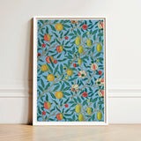 Framed Art Print Vibrant Botanical Pattern Stylized Fruits William Morris Four, Botanicals
