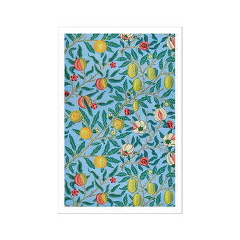 Four Fruits - William Morris Botanicals Art Print / Canvas Colorful Floral Fruit Pattern Lemons Oranges Flowers Turquoise William Morris