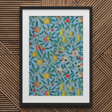 Four Fruits - William Morris Botanicals Art Print / Canvas Framed Botanical Print Vibrant Pattern Pomegranates Lemons Blossoms William