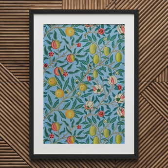 Four Fruits - William Morris Botanicals Art Print / Canvas Framed Botanical Print Vibrant Pattern Pomegranates Lemons Blossoms William