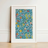Four Fruits - William Morris Botanicals Art Print / Canvas Framed Print Vibrant Botanical Pattern Yellow Red Fruits William Morris Four