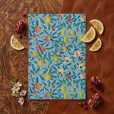 Four Fruits - William Morris Botanicals Art Print / Canvas Rectangular Notebook Light Blue Cover Intricate Botanical Pattern, Prints