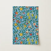 Rectangular Notebook Vibrant Blue Cover Intricate Botanical Pattern William Morris Four Fruits, Botanicals Art