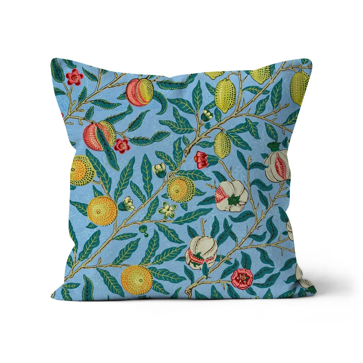 Four Fruits - William Morris Cushion - Decorative Throw Pillow - Linen / 18’x18’ - Throw Pillows - Aesthetic Art
