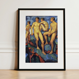 Four Young Men - Stampa artistica di Ludwig Von Hofmann su tela, 12x16’’ / 31x41cm / Cornice nera / Passe-partout, Poster, stampe e arte visiva, Toby