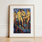 Four Young Men - Stampa artistica di Ludwig Von Hofmann su tela, 12x16’’ / 31x41cm / Cornice naturale / Passe-partout, Poster, stampe e arte visiva, Toby