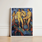 Four Young Men - Ludwig Von Hofmann Art Print / Canvas White-framed Painting Nude Male Figures, Hofmann’s, Oil, Darmstadt Landesmuseum