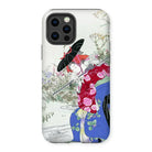 Fox Spirit - Ogata Gekko Ukiyo-e Iphone Case, 12 Pro / Matte, Decorative Phone Case Japanese-inspired Floral Butterfly Design