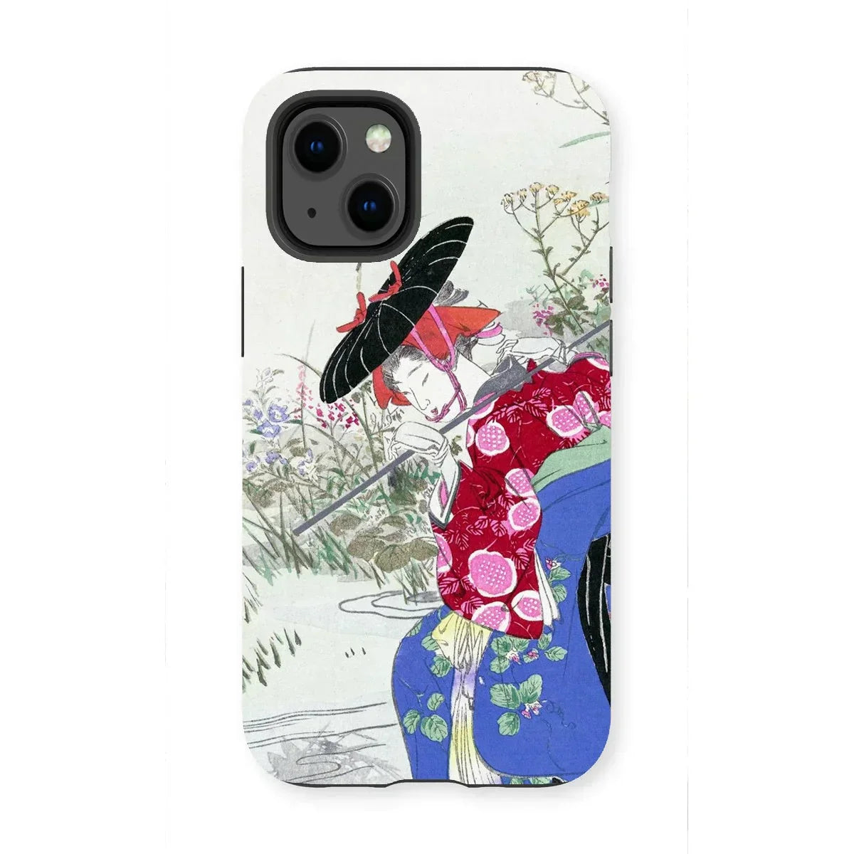 Fox Spirit - Ogata Gekko Ukiyo-e Iphone Case, 13 Mini / Matte, Decorative Phone Case Japanese-inspired Floral Butterfly Design