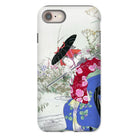 Fox Spirit Ogata Gekko Ukiyo e Iphone Case, 8 / Matte, Phone Case Japanese Style Illustration Geisha Umbrella Amid Flowers