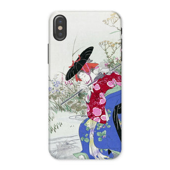 Fox Spirit - Ogata Gekko Ukiyo-e Iphone Case, x / Matte, Phone Case Japanese-style Illustration Figure Traditional Kimono Umbrella