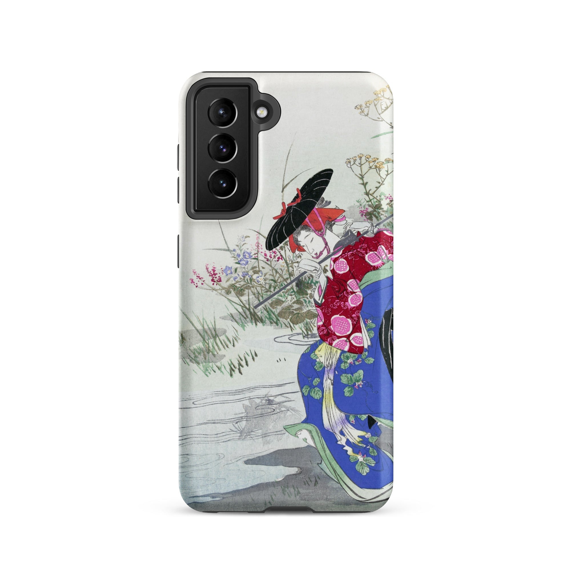 Fox Spirit Ogata Gekko Ukiyo e Samsung Case, Galaxy S21 / Matte, White Phone Case Japanese Ukiyo Style Illustration Woman