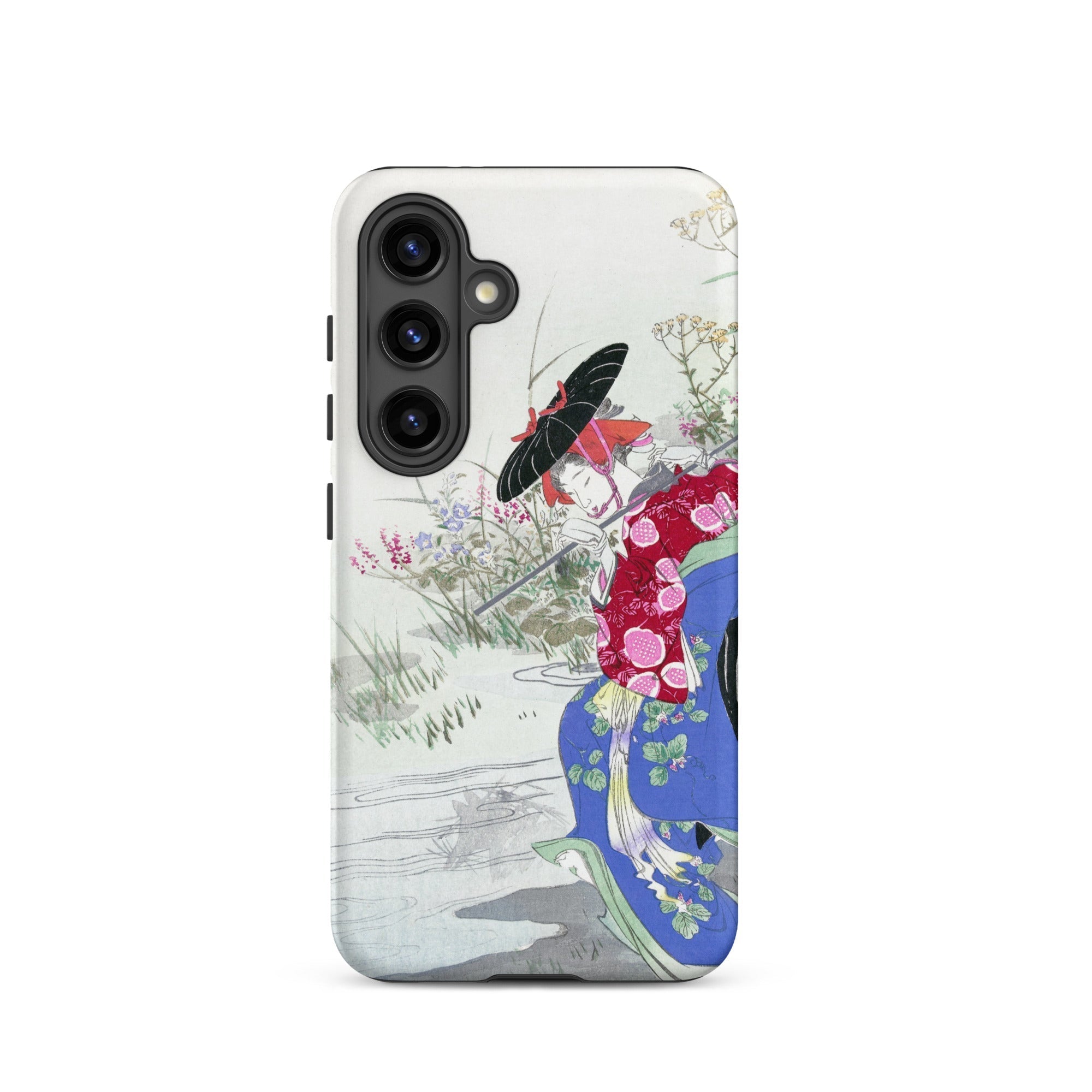 Fox Spirit Ogata Gekko Ukiyo e Samsung Case, Galaxy S24 / Matte, White Smartphone Case Japanese Ukiyo Style Illustration Woman Kimono