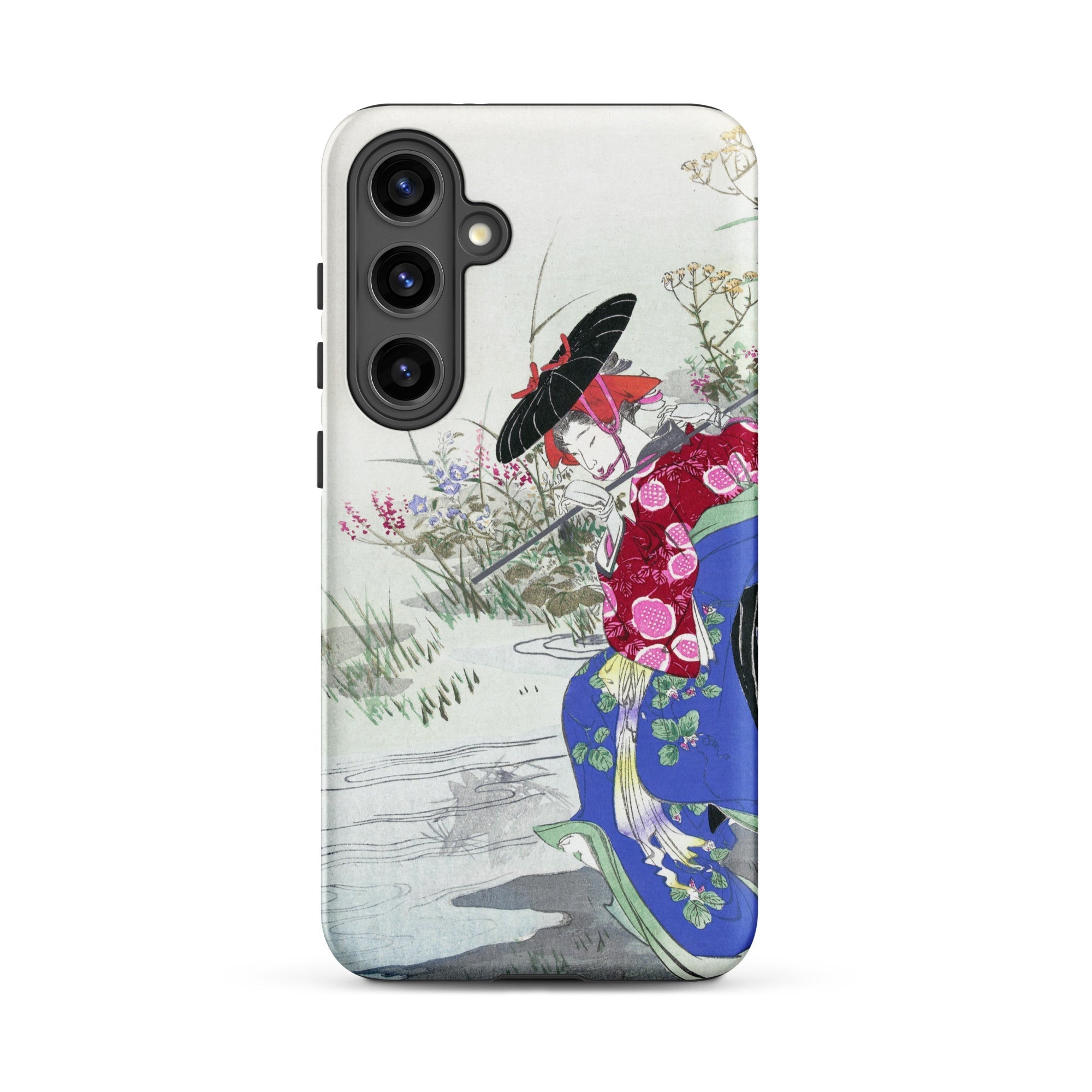 Fox Spirit Ogata Gekko Ukiyo e Samsung Case, Galaxy S24 Plus / Matte, White Smartphone Case Colorful Japanese Ukiyo Style Illustration Woman
