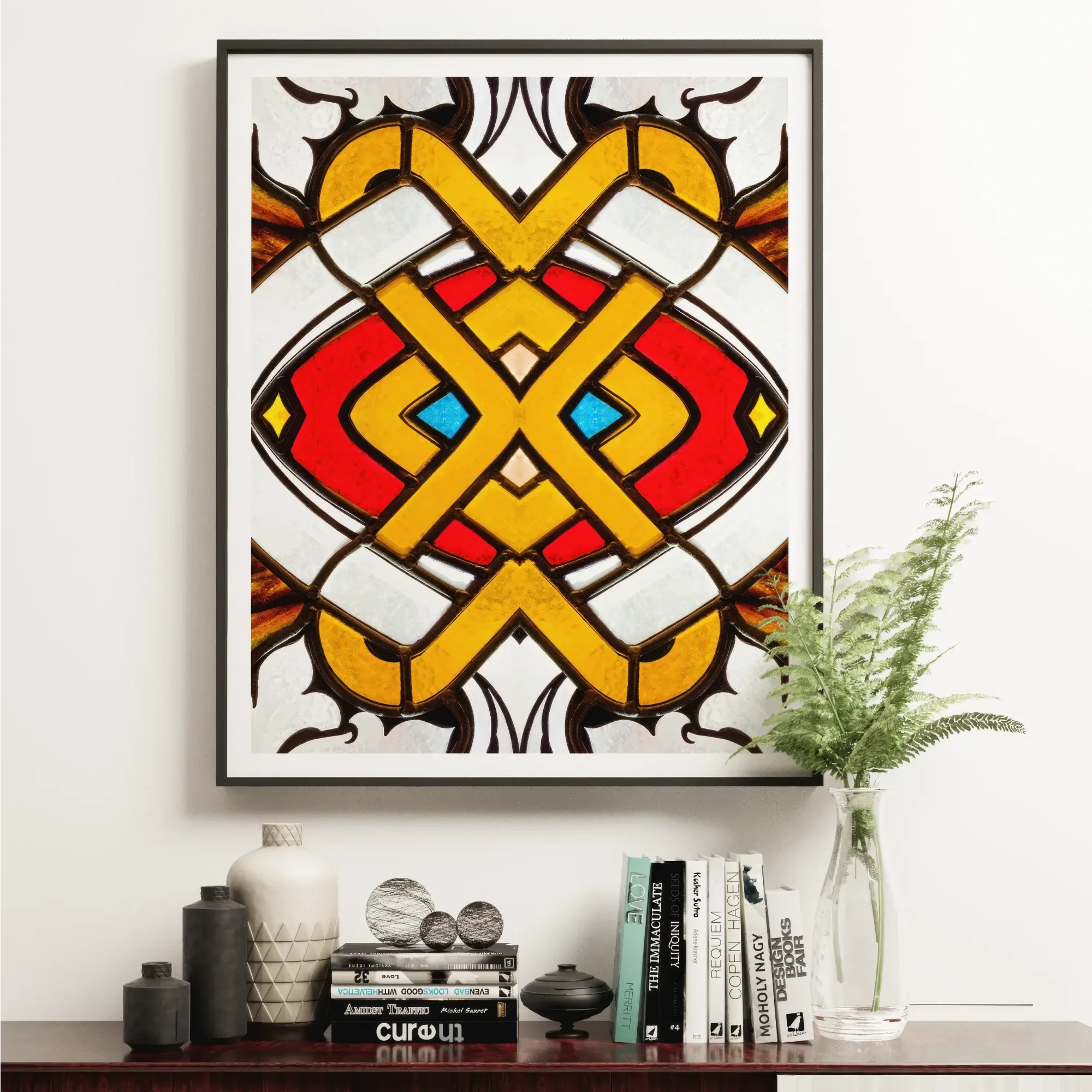 Hearts of Glass - Stained Window Art Print Posters Prints & Visual Artwork