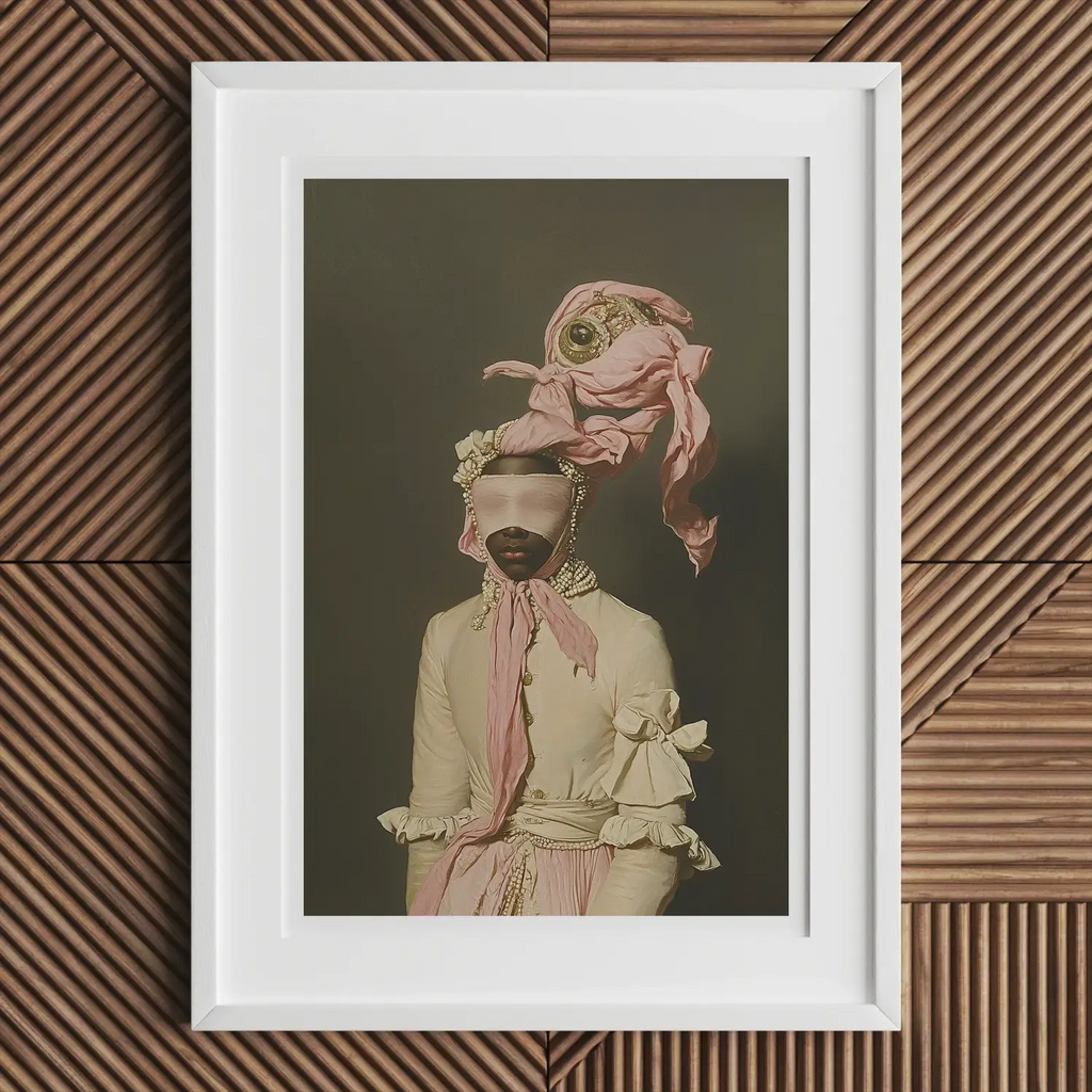 Kristalhelder - Moderne Rococo Tijdperk Modekunstafdruk, Ingelijste Surrealistische Portret