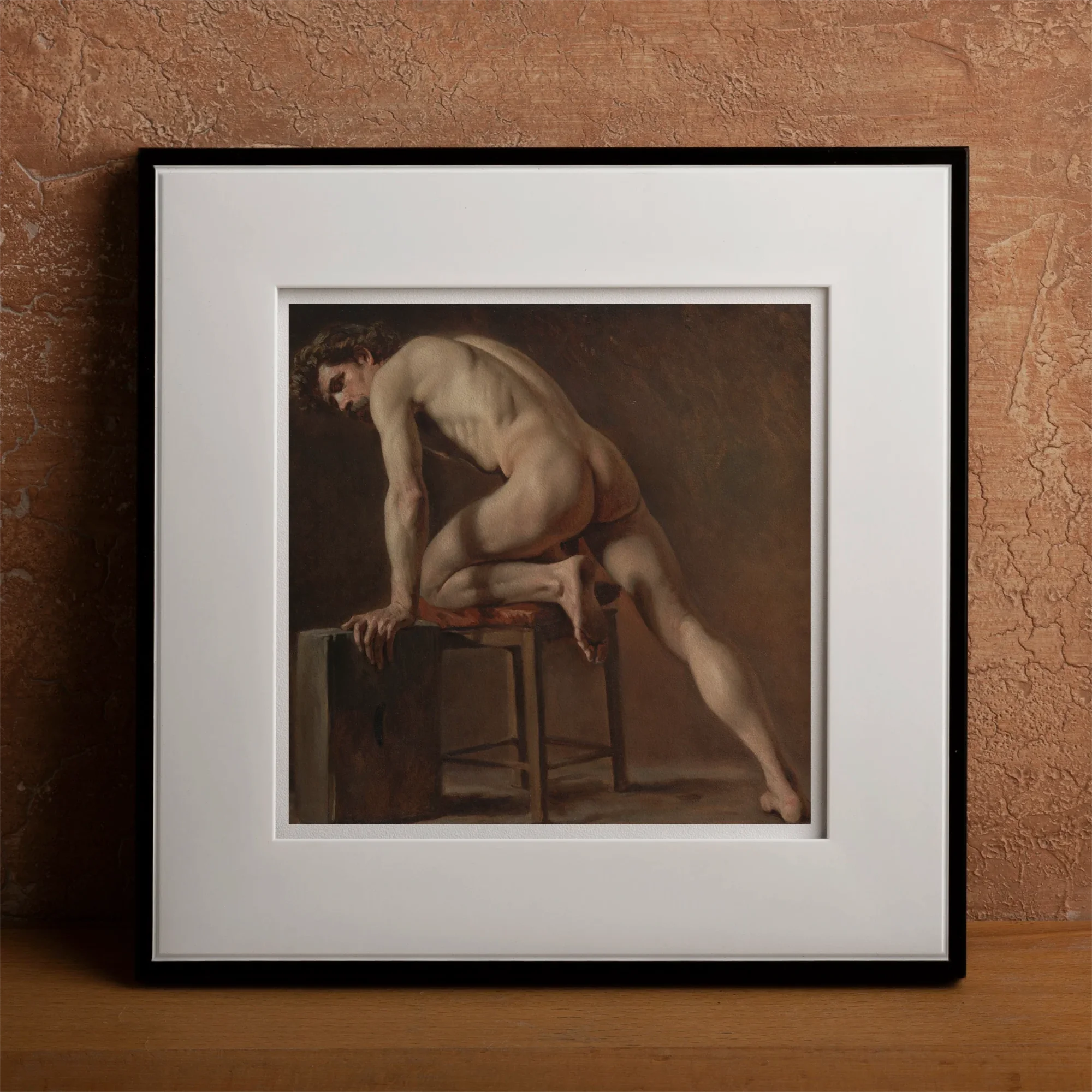 Study of a Nude Man - Gustave Courbet Art Print Posters Prints & Visual Artwork