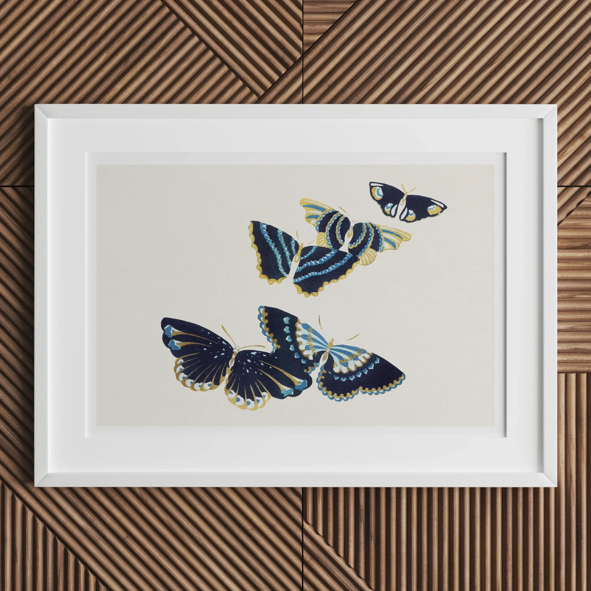 Japanese Blue Butterflies too - Kamisaka Sekka Art Print Posters Prints & Visual Artwork