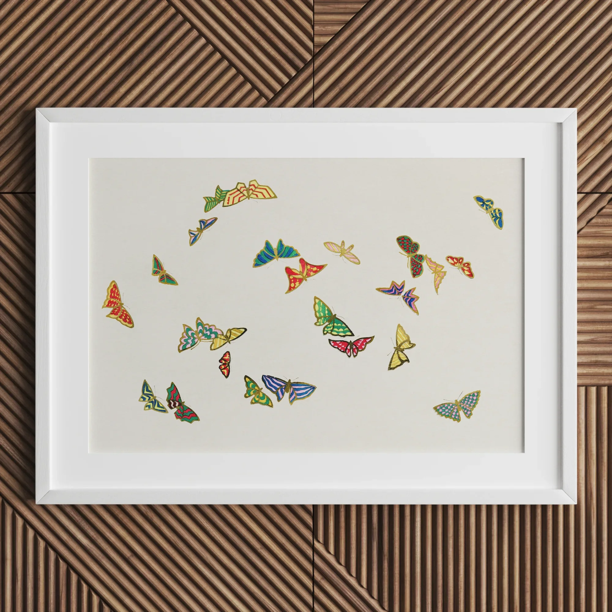 Rainbow Butterflies - Kamisaka Sekka Art Print Posters Prints & Visual Artwork