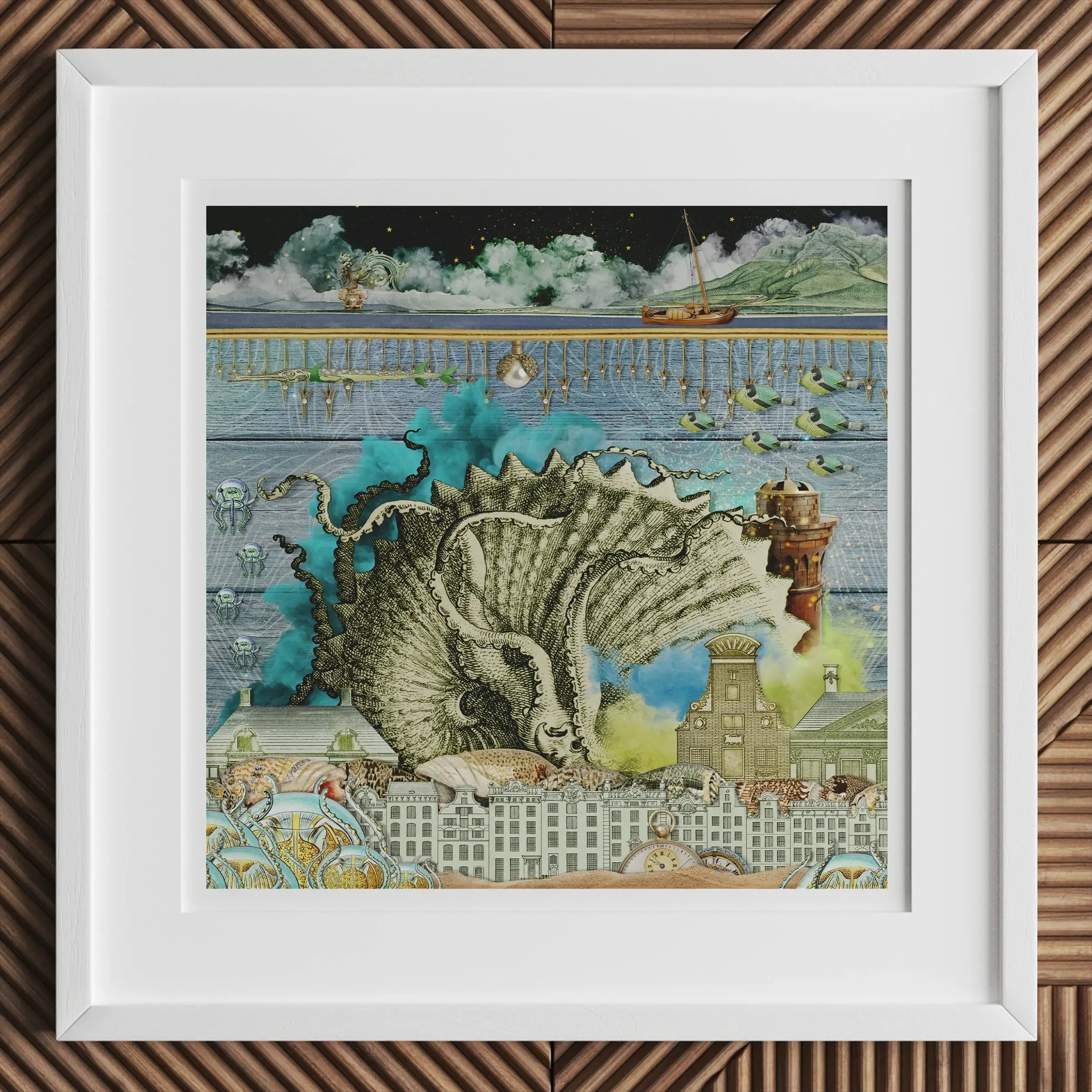 Down where It’s Wetter Pt 2 - Sea Creature Collage Art Print Posters Prints & Visual Artwork