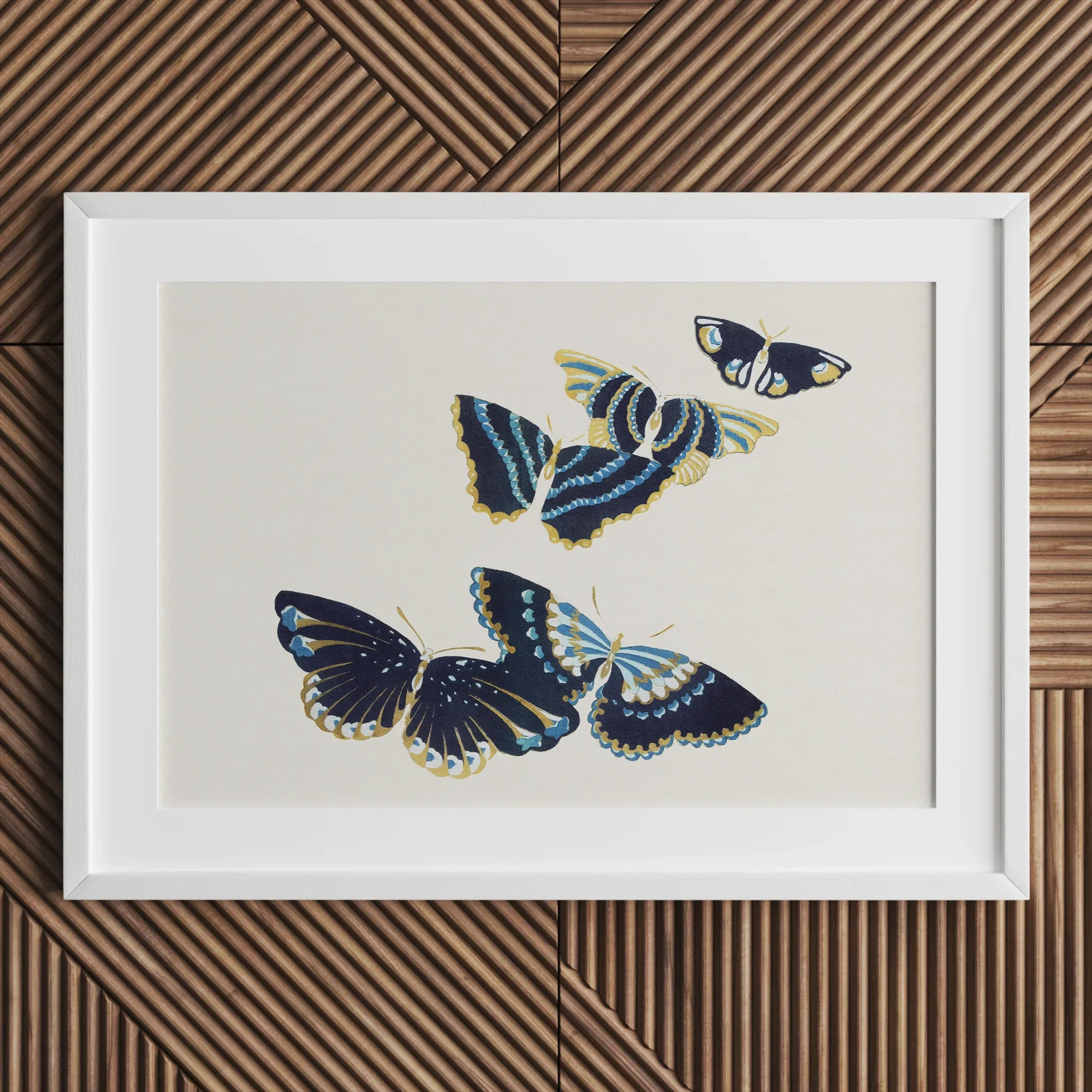 Japanese Blue Butterflies too - Kamisaka Sekka Art Print Posters Prints & Visual Artwork