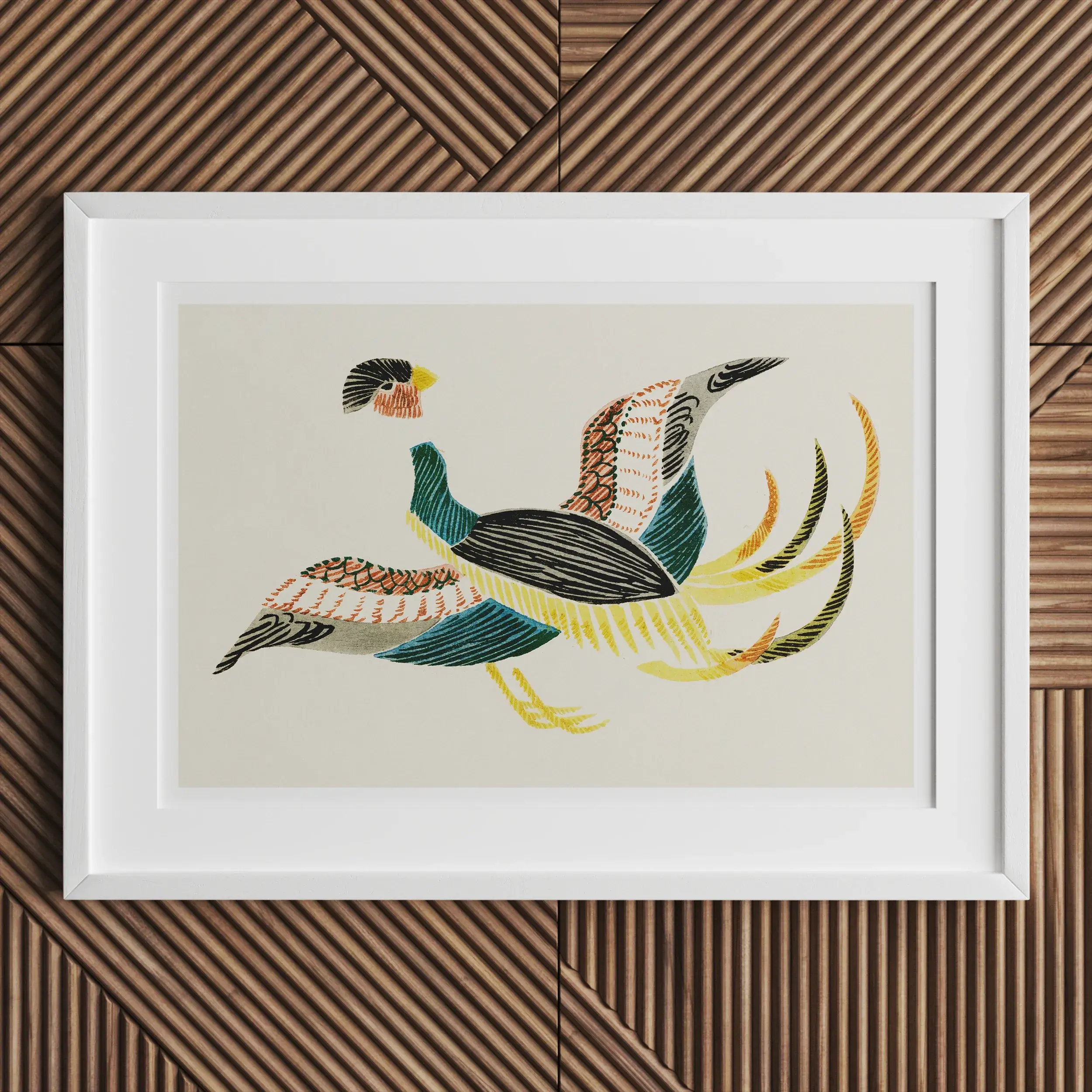 Woodblock Crane - Taguchi Tomoki Bird Art Print Posters Prints & Visual Artwork